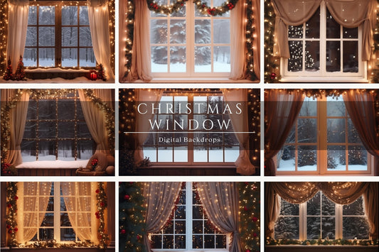 Christmas Window Digital Backdrops