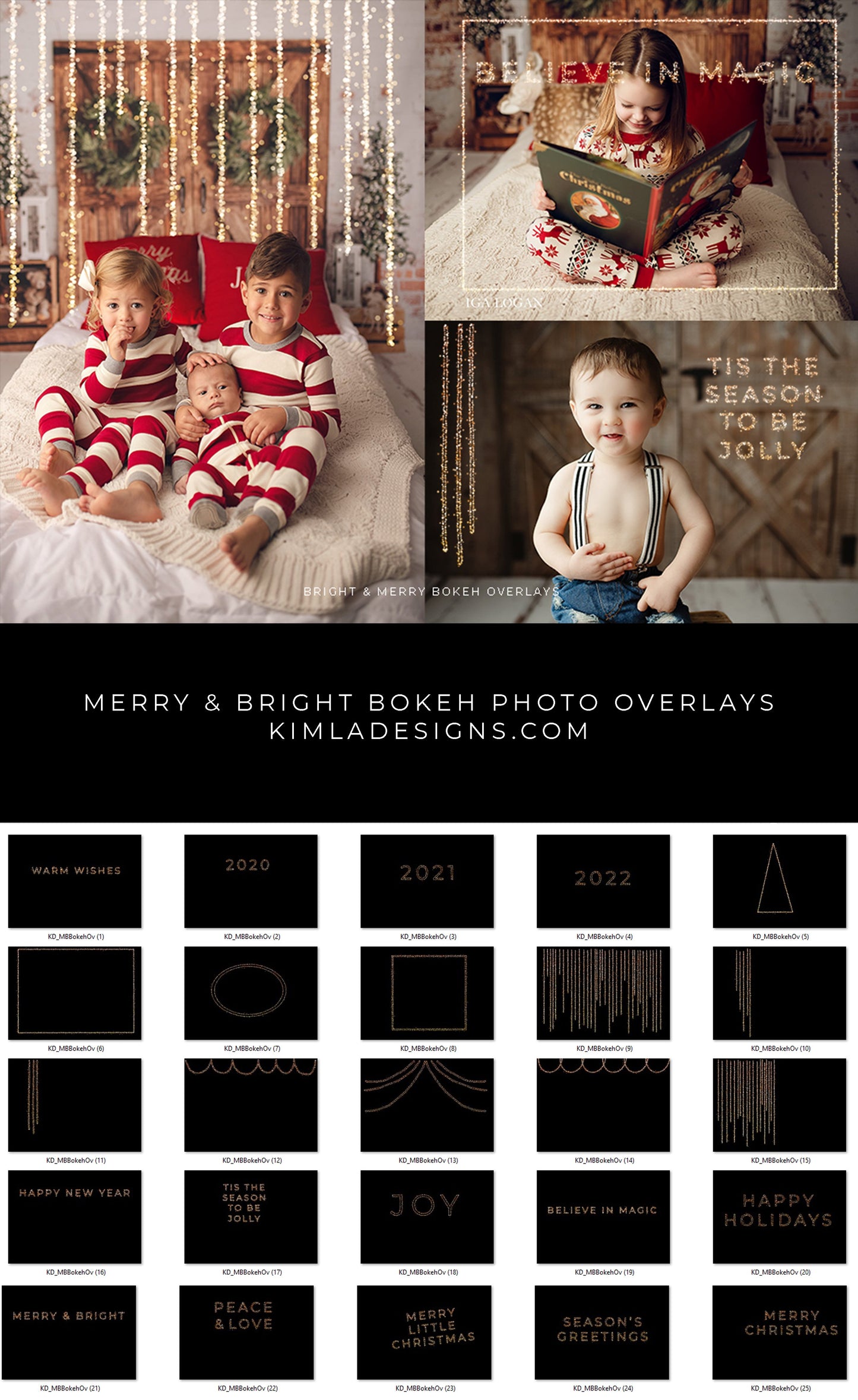 Merry & Bright Bokeh Overlays