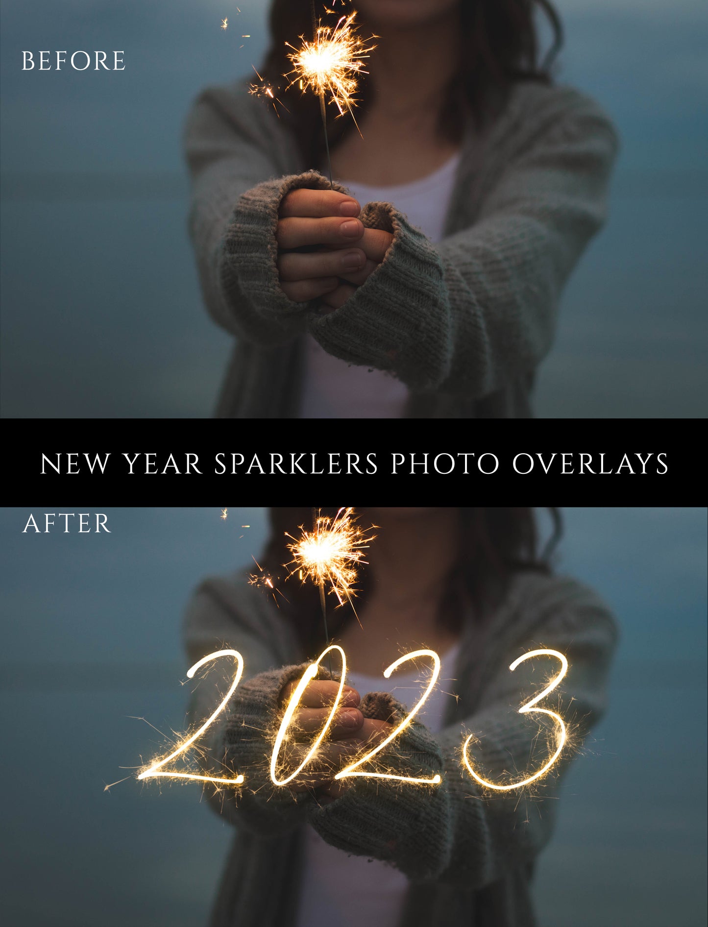 New Year Sparklers Photo Overlays