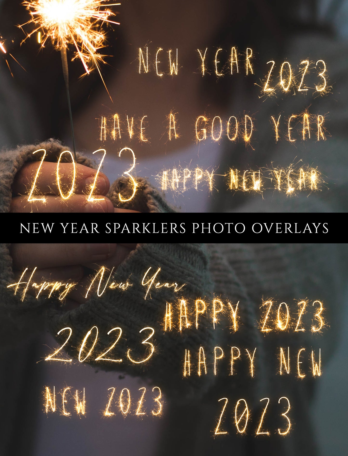 New Year Sparklers Photo Overlays