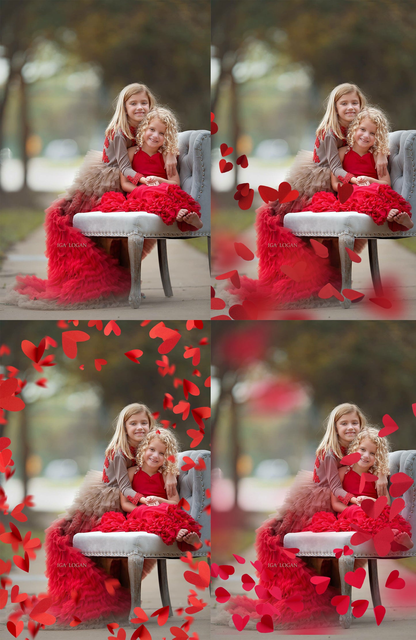 50 Red Paper Hearts Photo Overlays