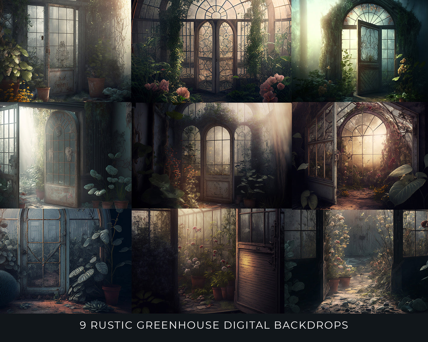9 Rustic Greenhouse Digital Backdrops