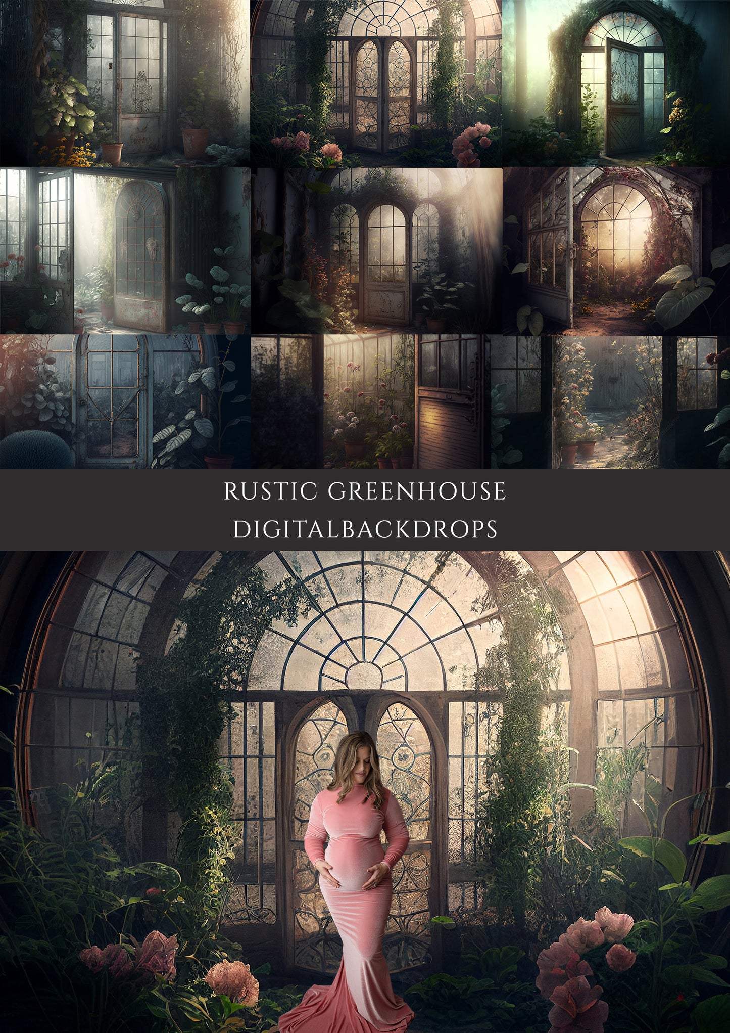 9 Rustic Greenhouse Digital Backdrops