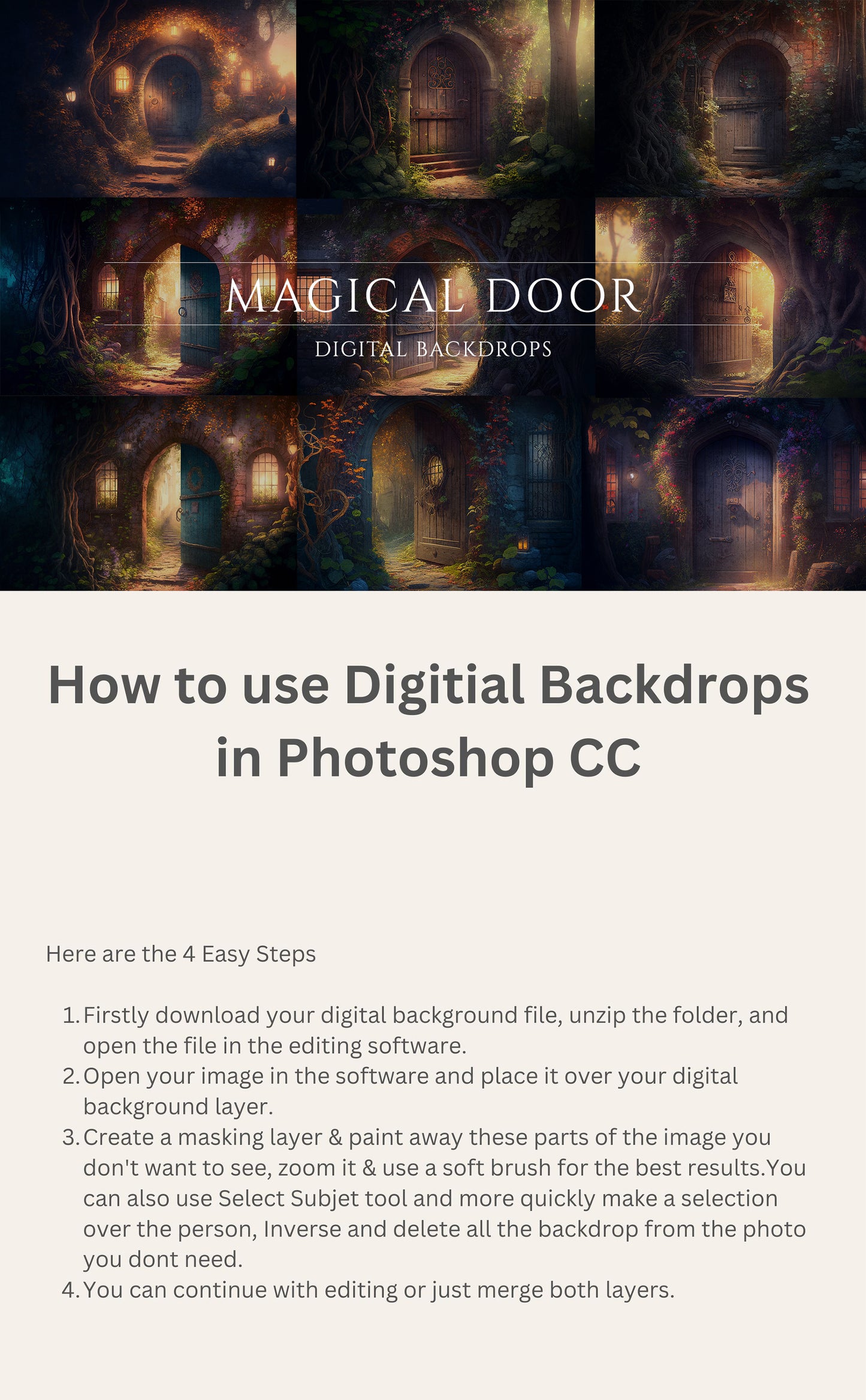 13 Magical Door Fantasy Digital Backdrops